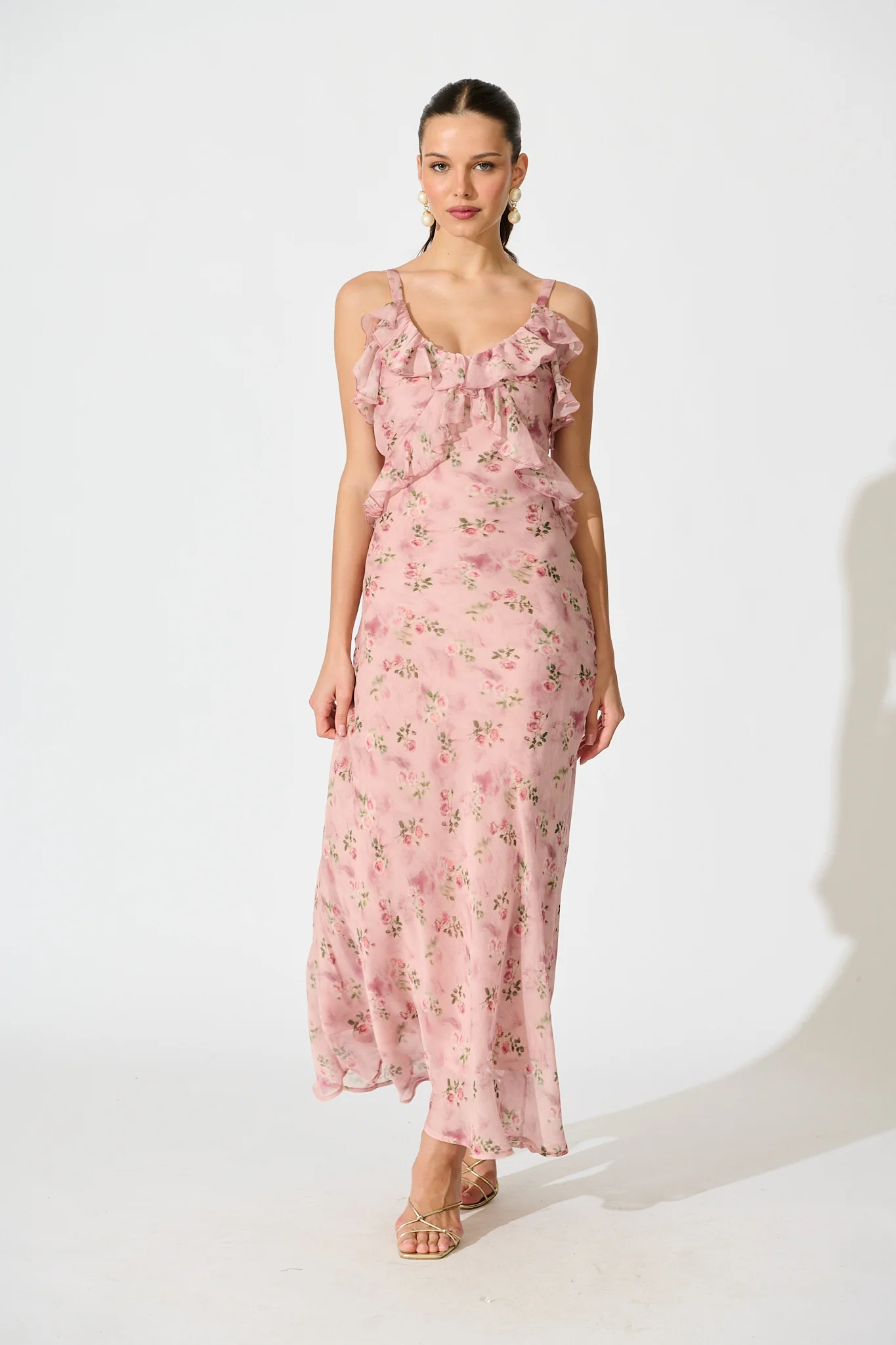Vintage Florals Maxi Dress in Pink Floral - Image 3