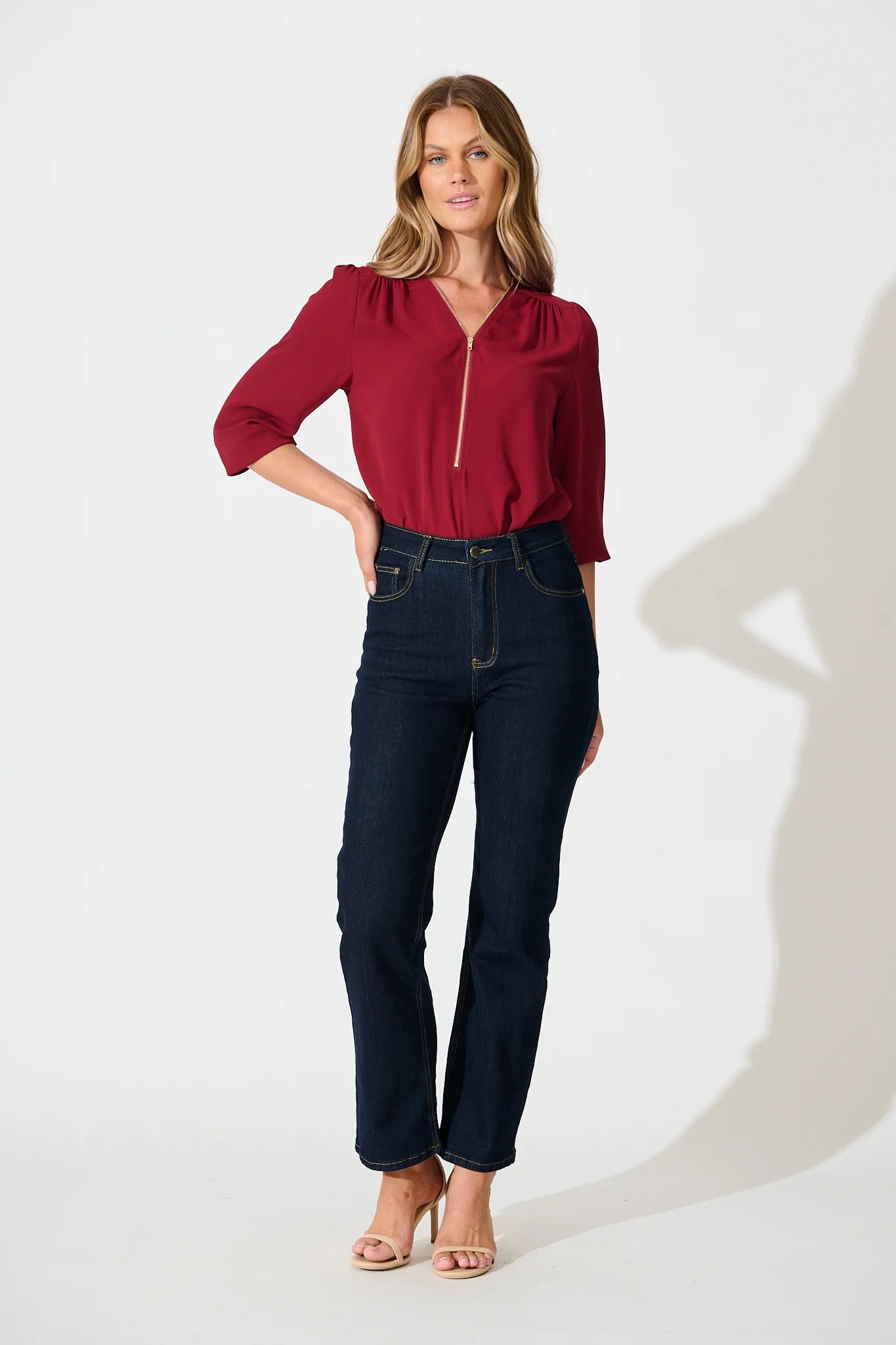 Viviani Zip Top In Wine - Image 4