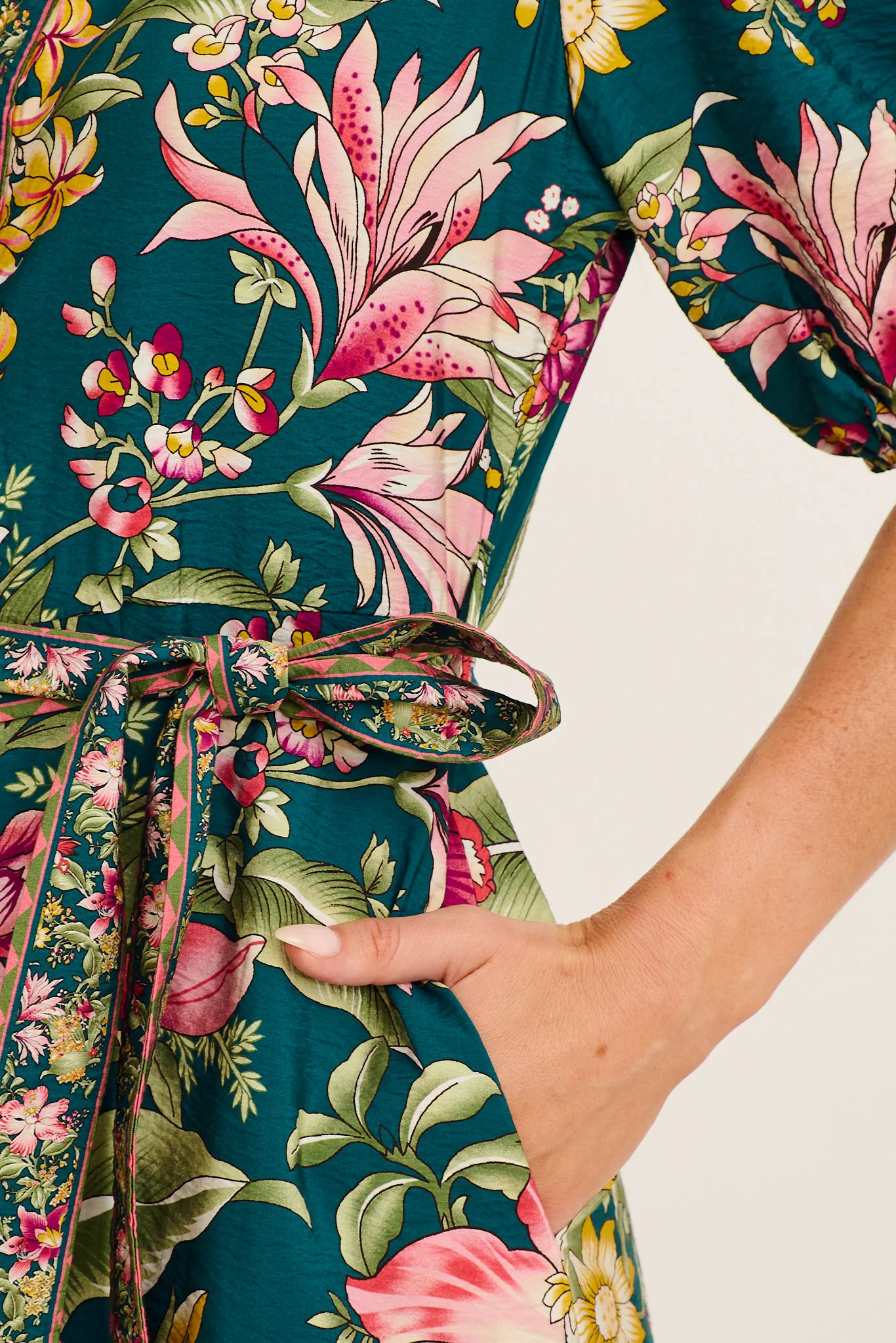 Wandering Wildflower Maxi Dress in Green with Multi Floral - Image 7