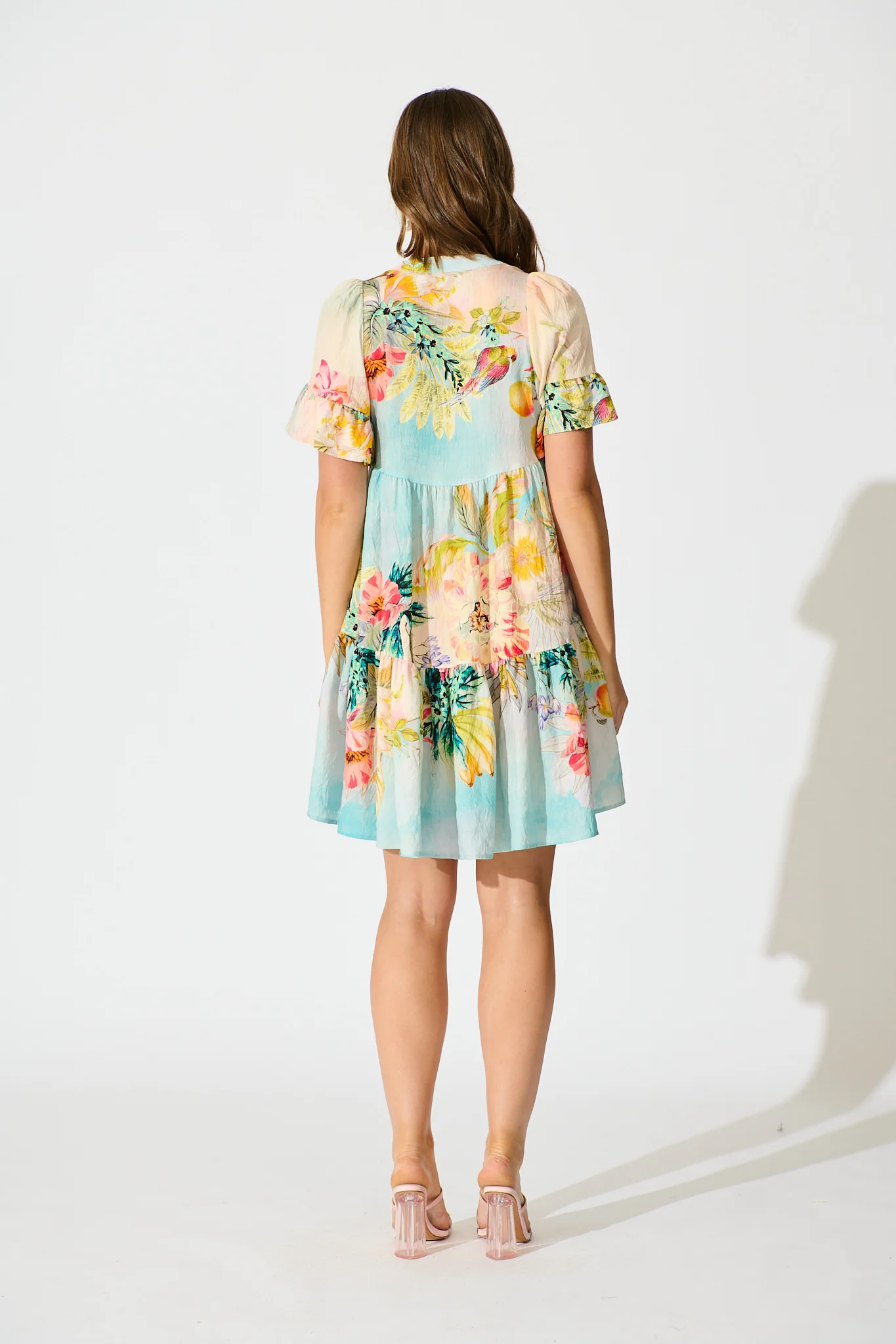 Whimsical Charm Smock Dress in Multi Tropical Floral Print - Image 8