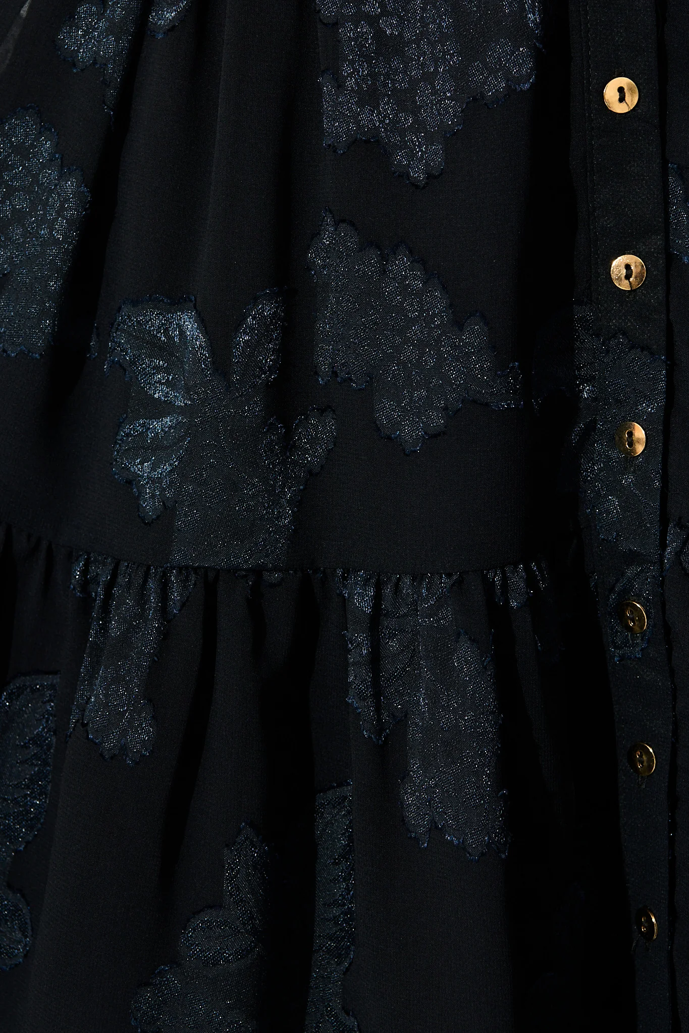 Whispered Grace Shirt Dress in Navy Burnout Chiffon - Image 6