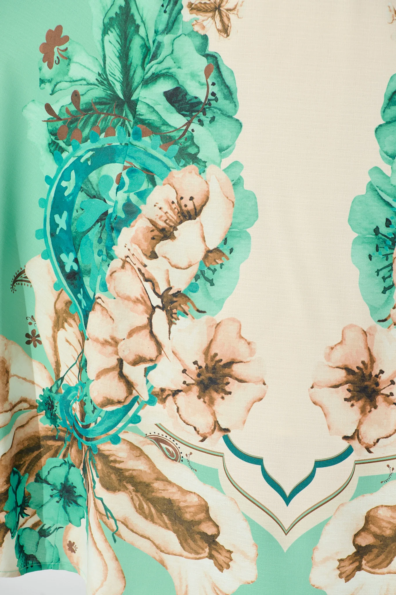 Whispers of Jade Sundress in Cream with Jade Print Linen Blend - Image 9