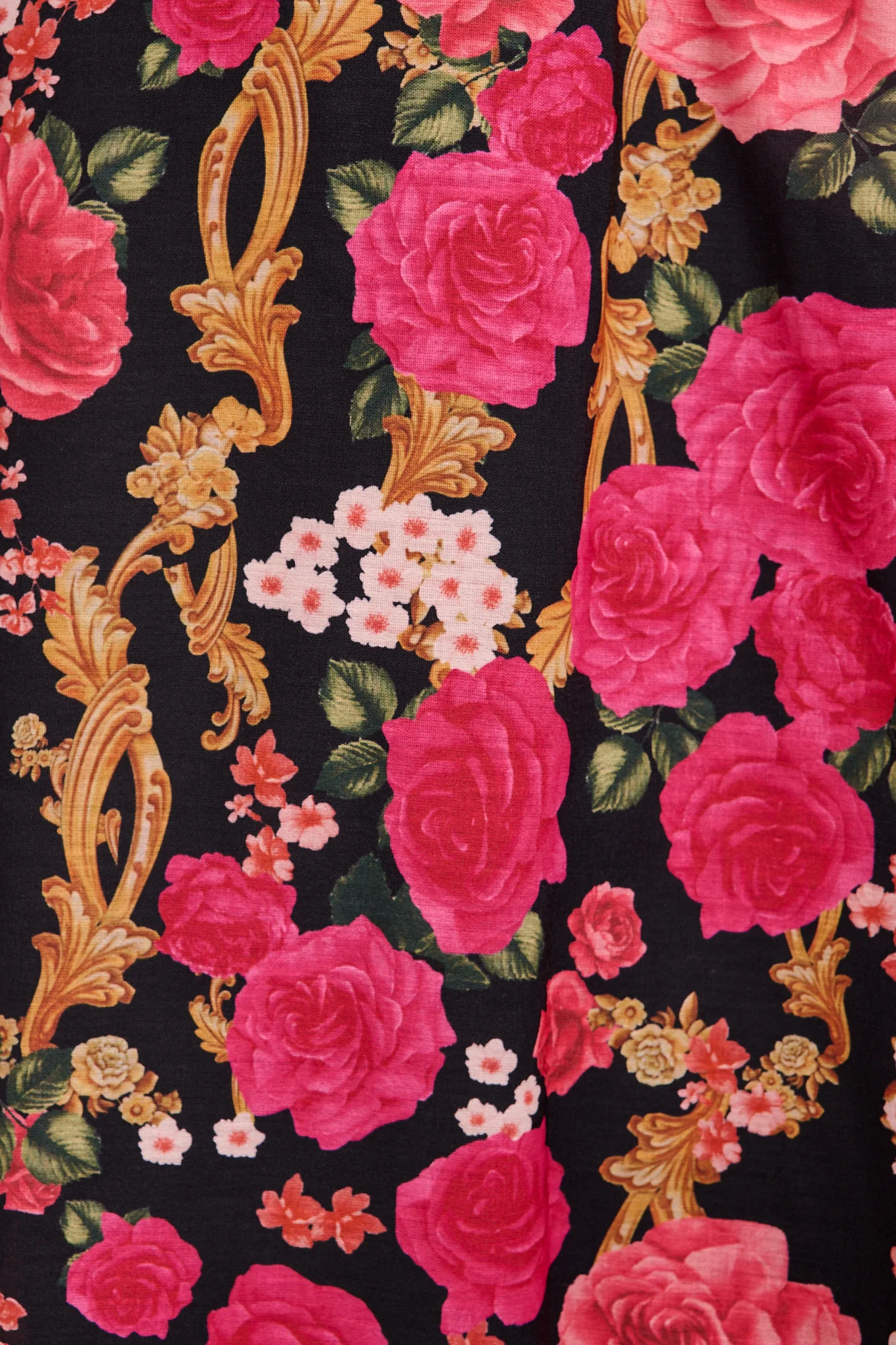 Wild Blossom Maxi Skirt in Black with Pink Floral Linen Blend - Image 11