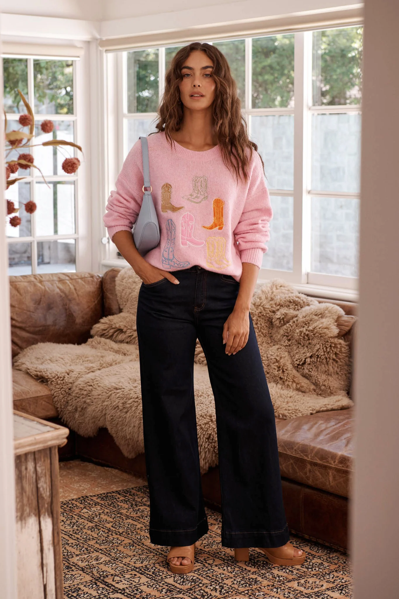 Wild West Knit in Pink Wool Blend - Image 2