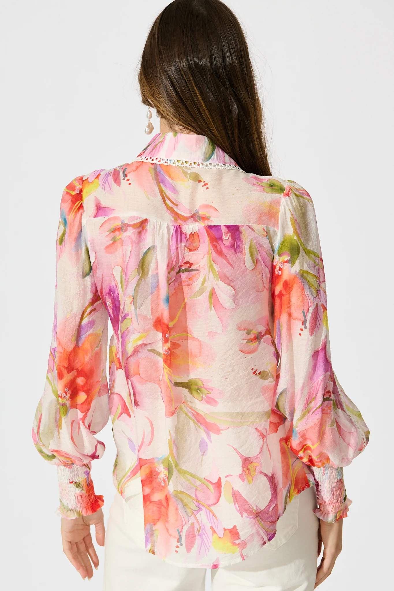 Wisteria Whisper Shirt in White with Multi Floral - Image 3