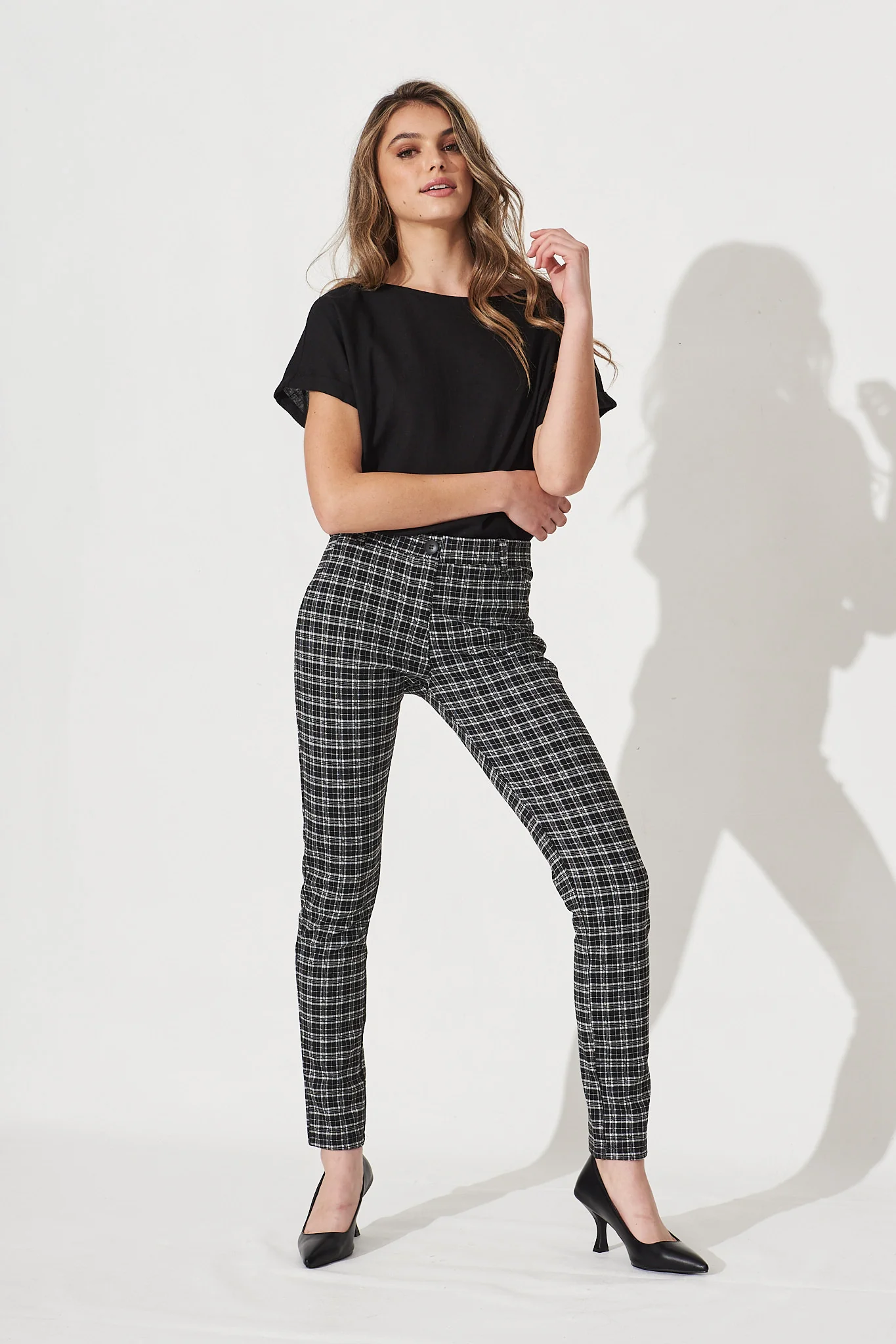 Workflow Skinny Pants In Black Check - Image 6