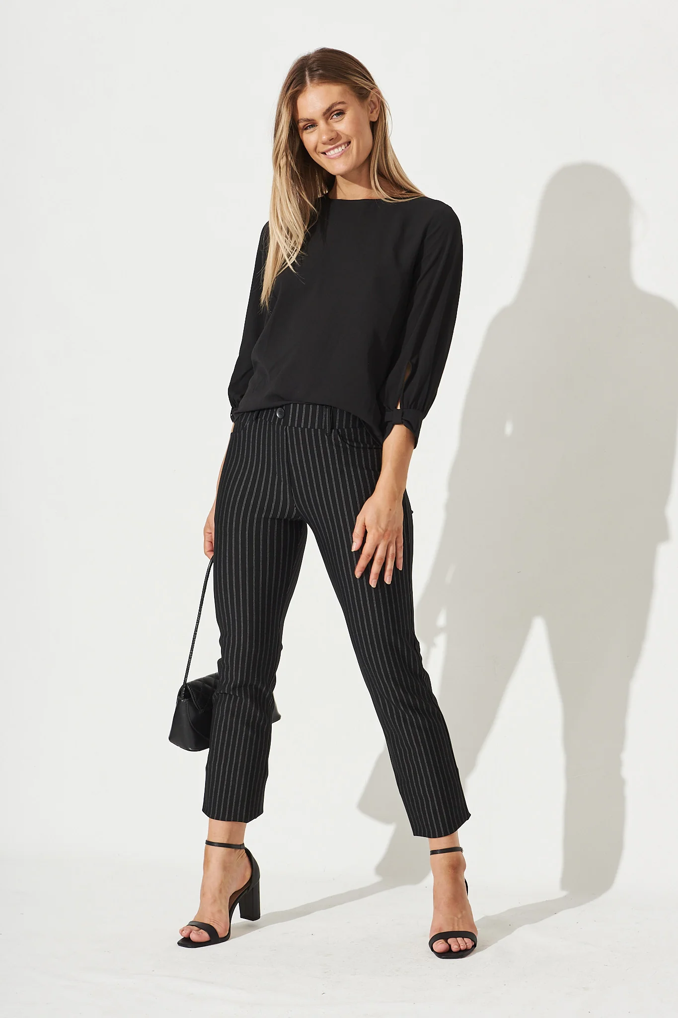 Workflow Stretch Straight Leg Pocket Pant In Black Pinstripe - Image 6