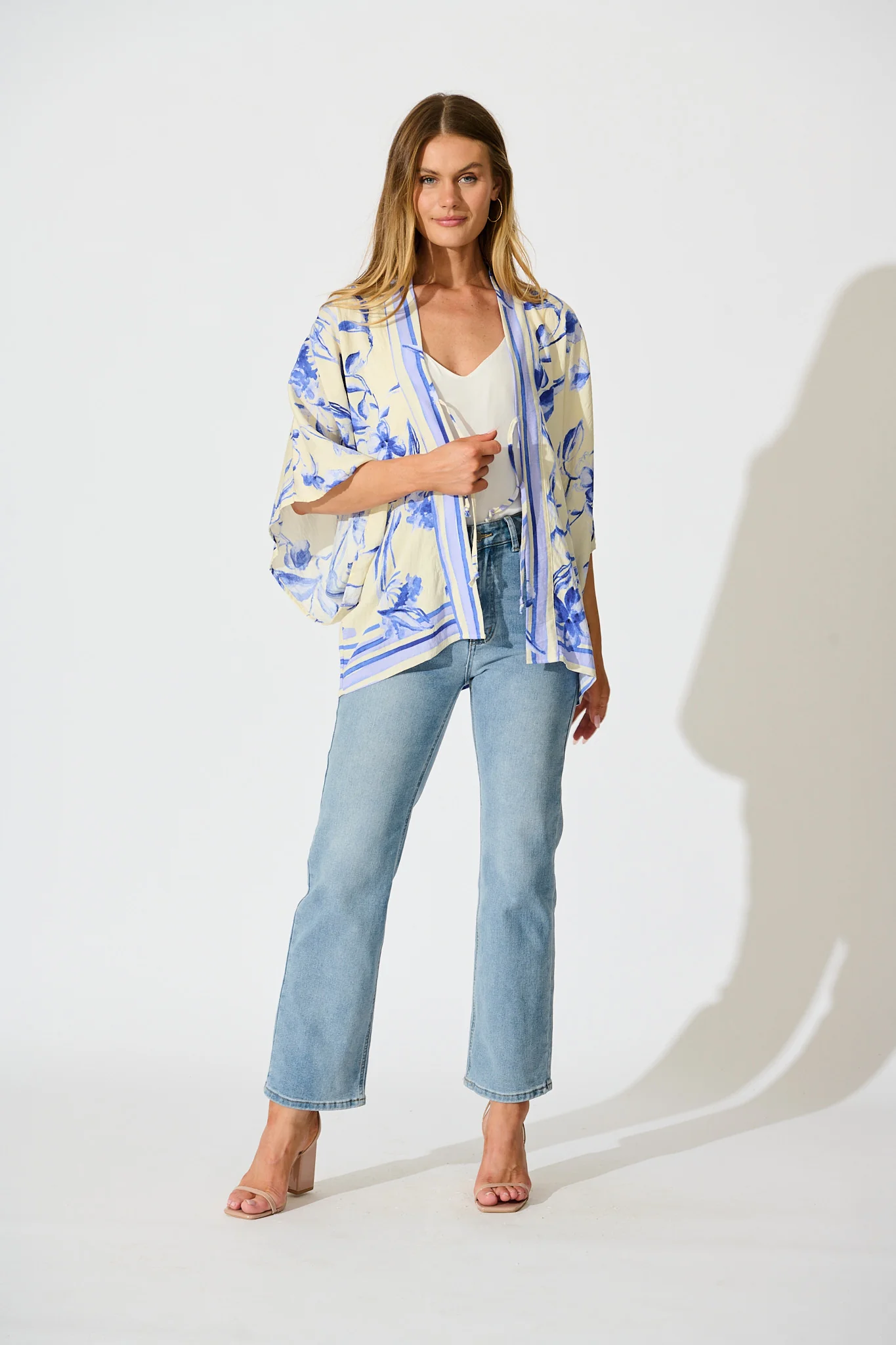 Wren Kimono Top in Blue Floral - Image 4