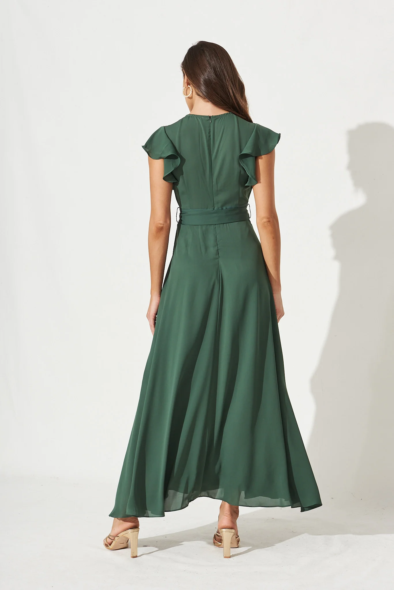 Wynter Maxi Dress in Green Chiffon - Image 4
