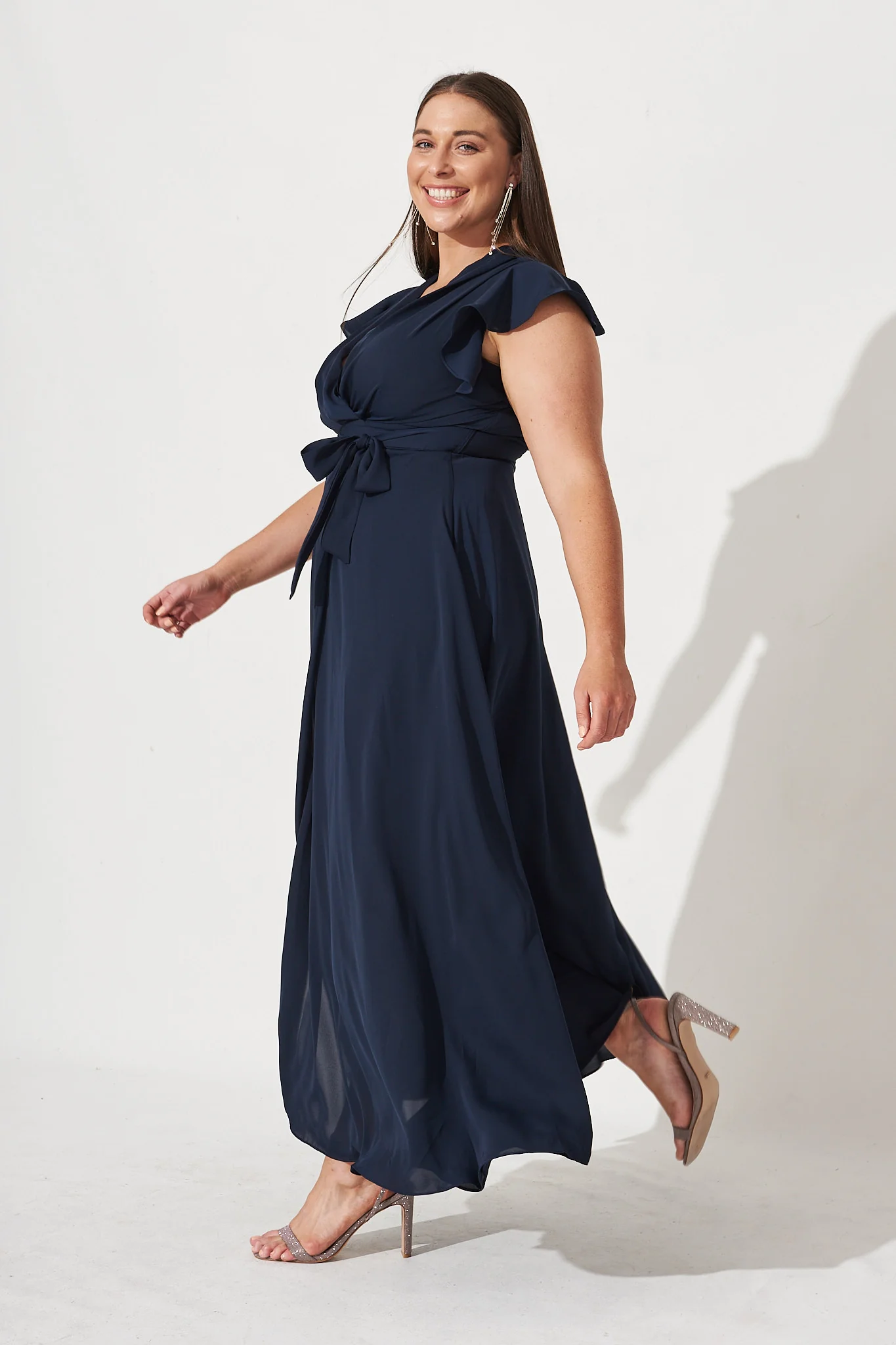 Wynter Maxi Dress in Navy Chiffon - Image 8