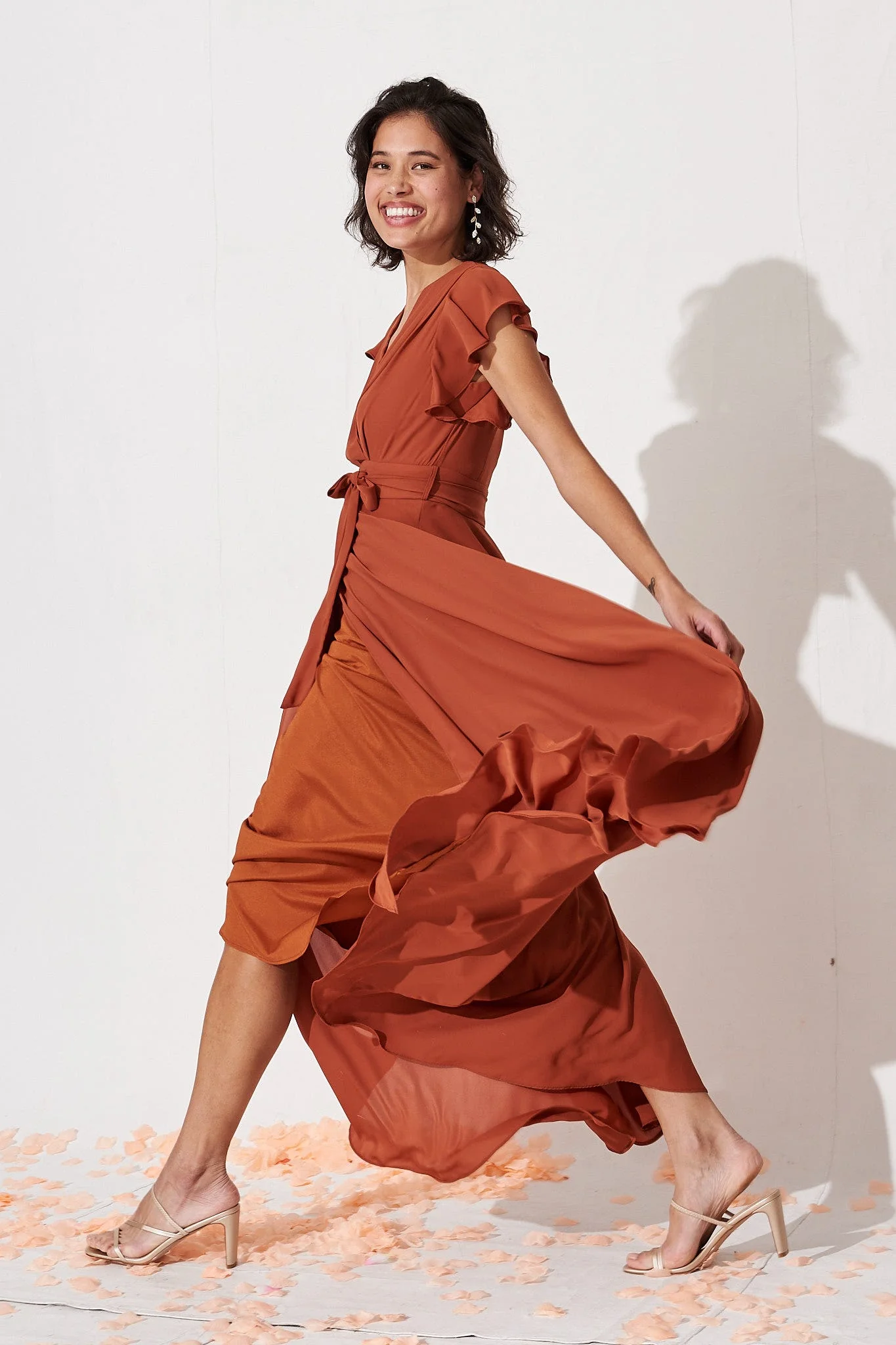 Wynter Maxi Dress in Rust Chiffon - Image 5