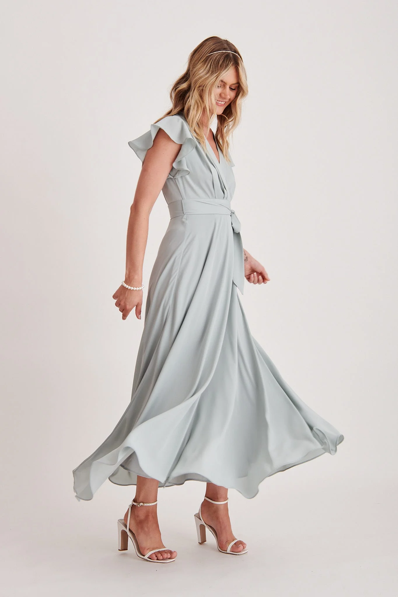 Wynter Maxi Dress in Sage Green Chiffon - Image 4