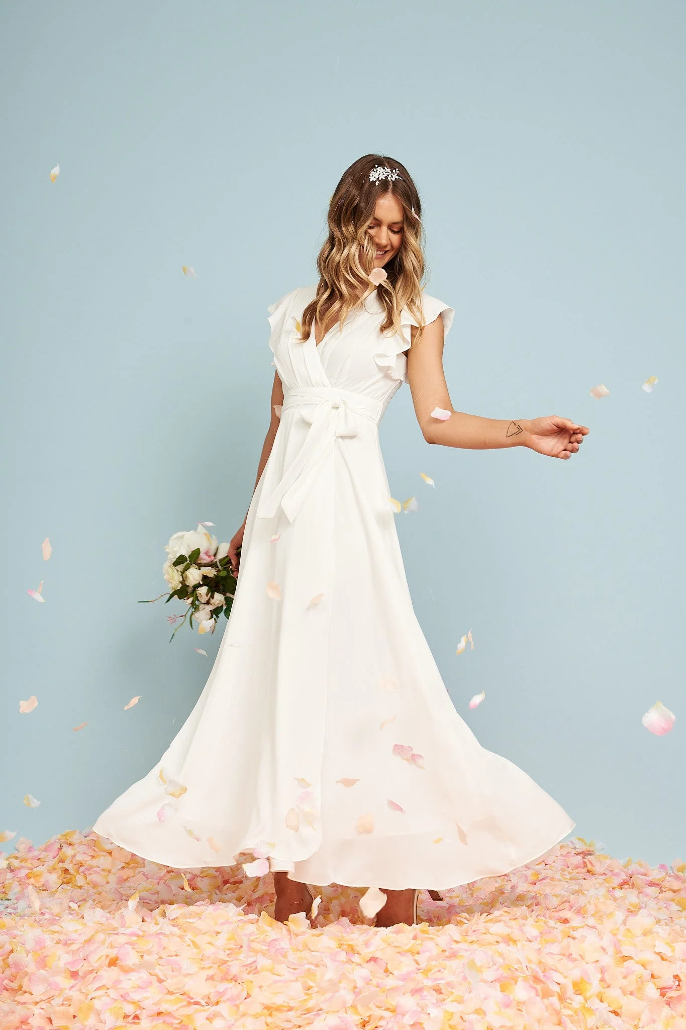 Wynter Maxi Dress in White Chiffon - Image 10