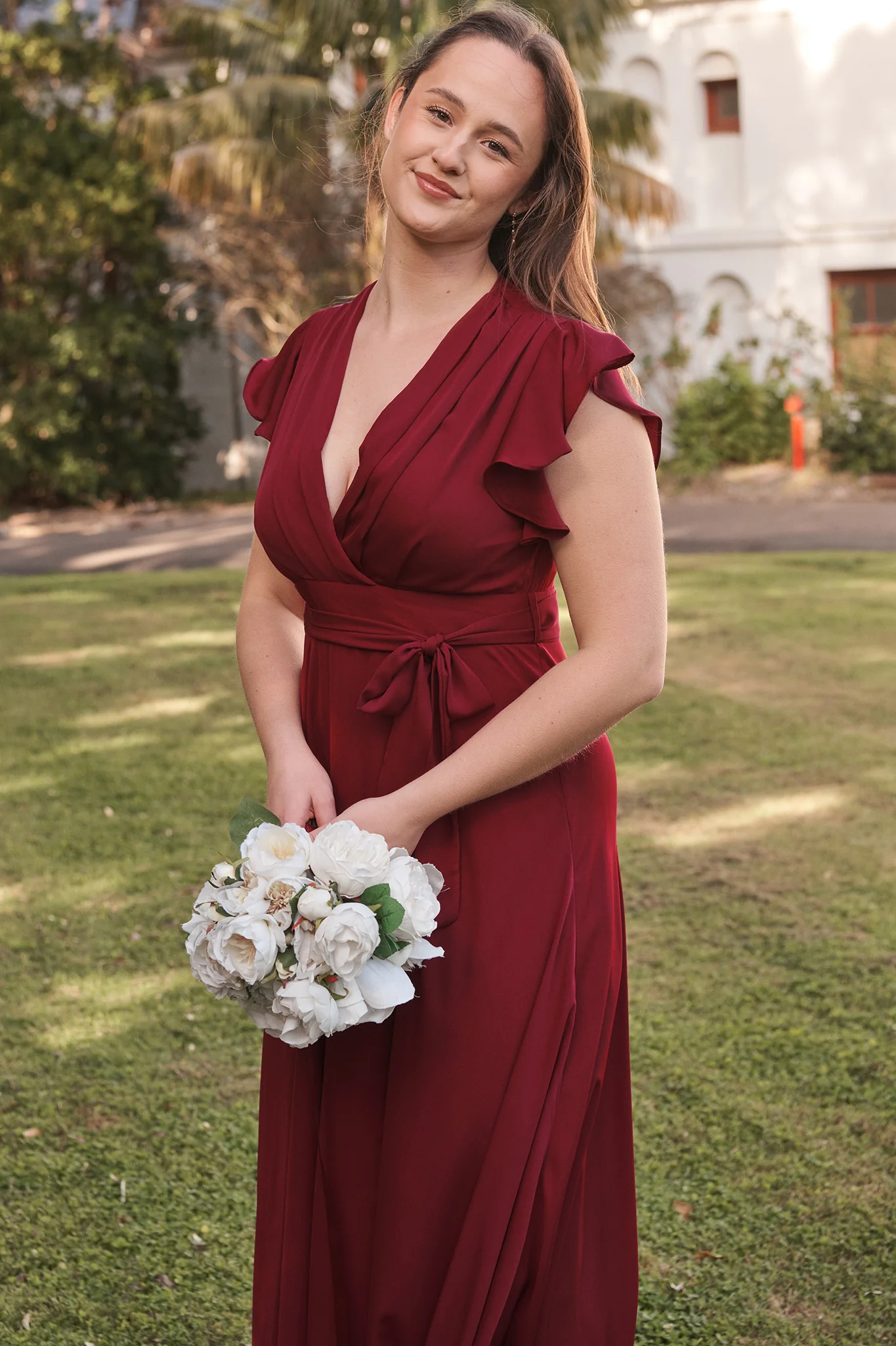 Wynter Maxi Dress in Wine Chiffon - Image 4