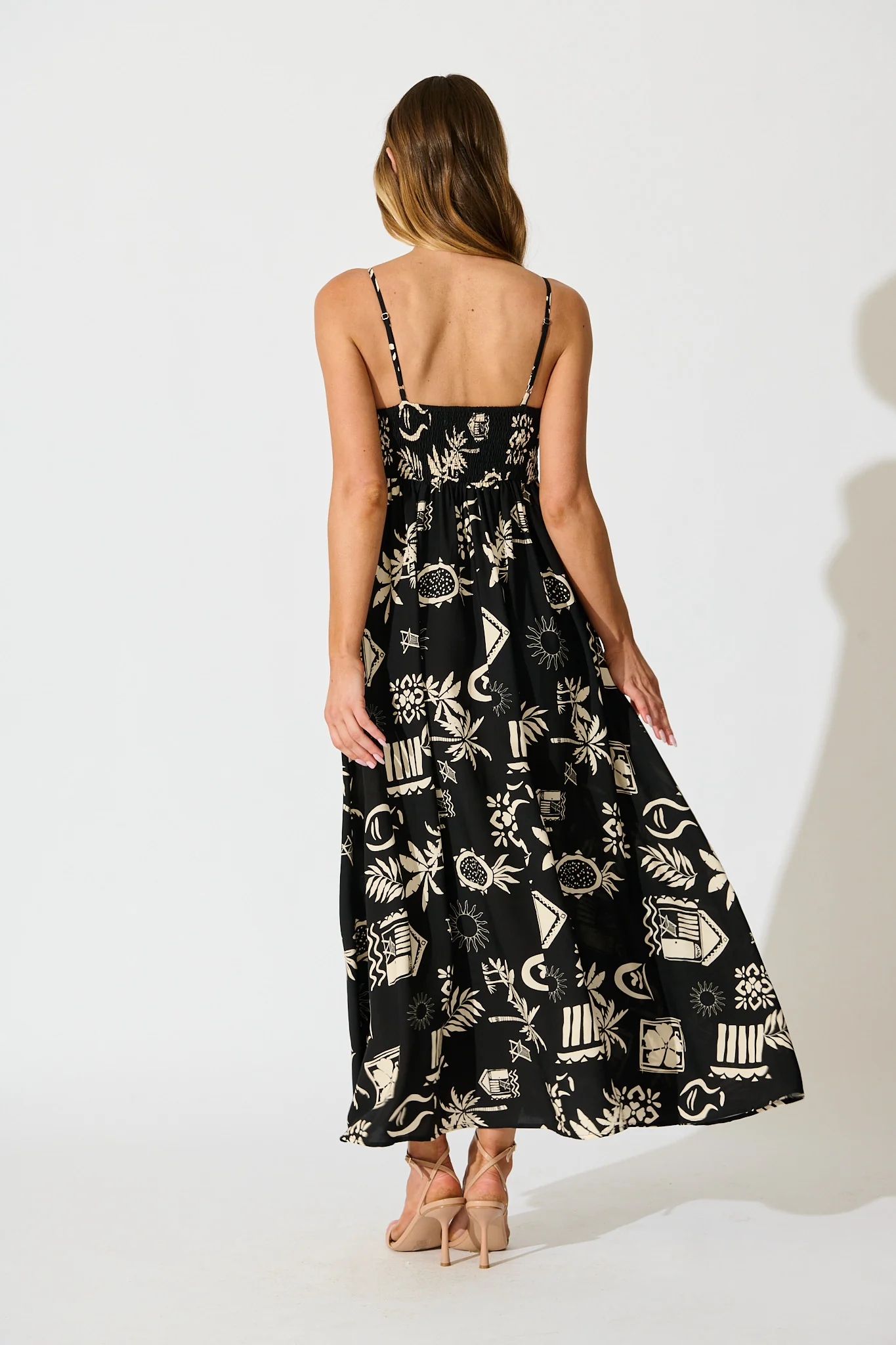 Yetta Maxi Sundress In Black Palm Print - Image 4
