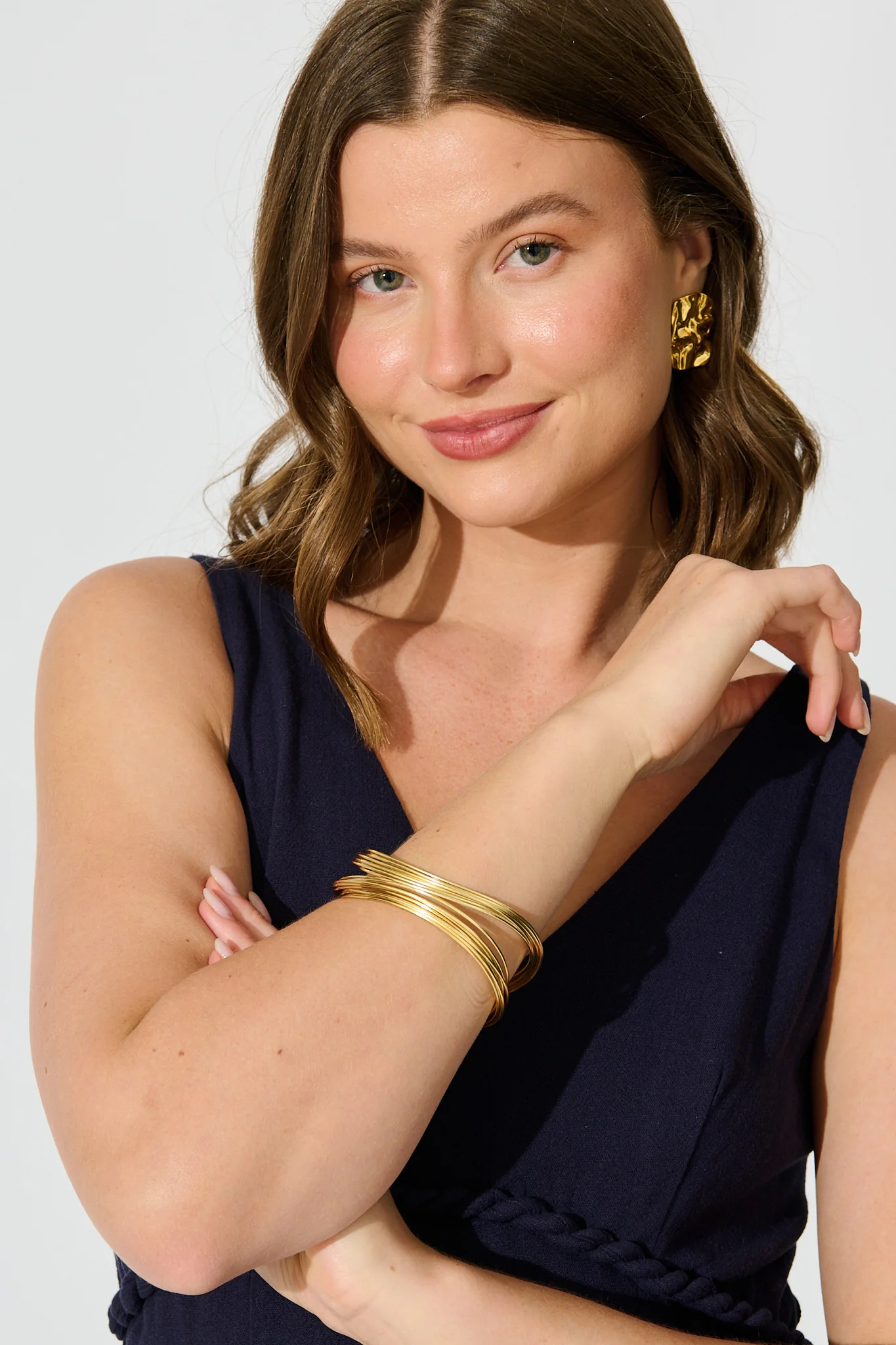 Yola Open Bangle in Gold - Image 3