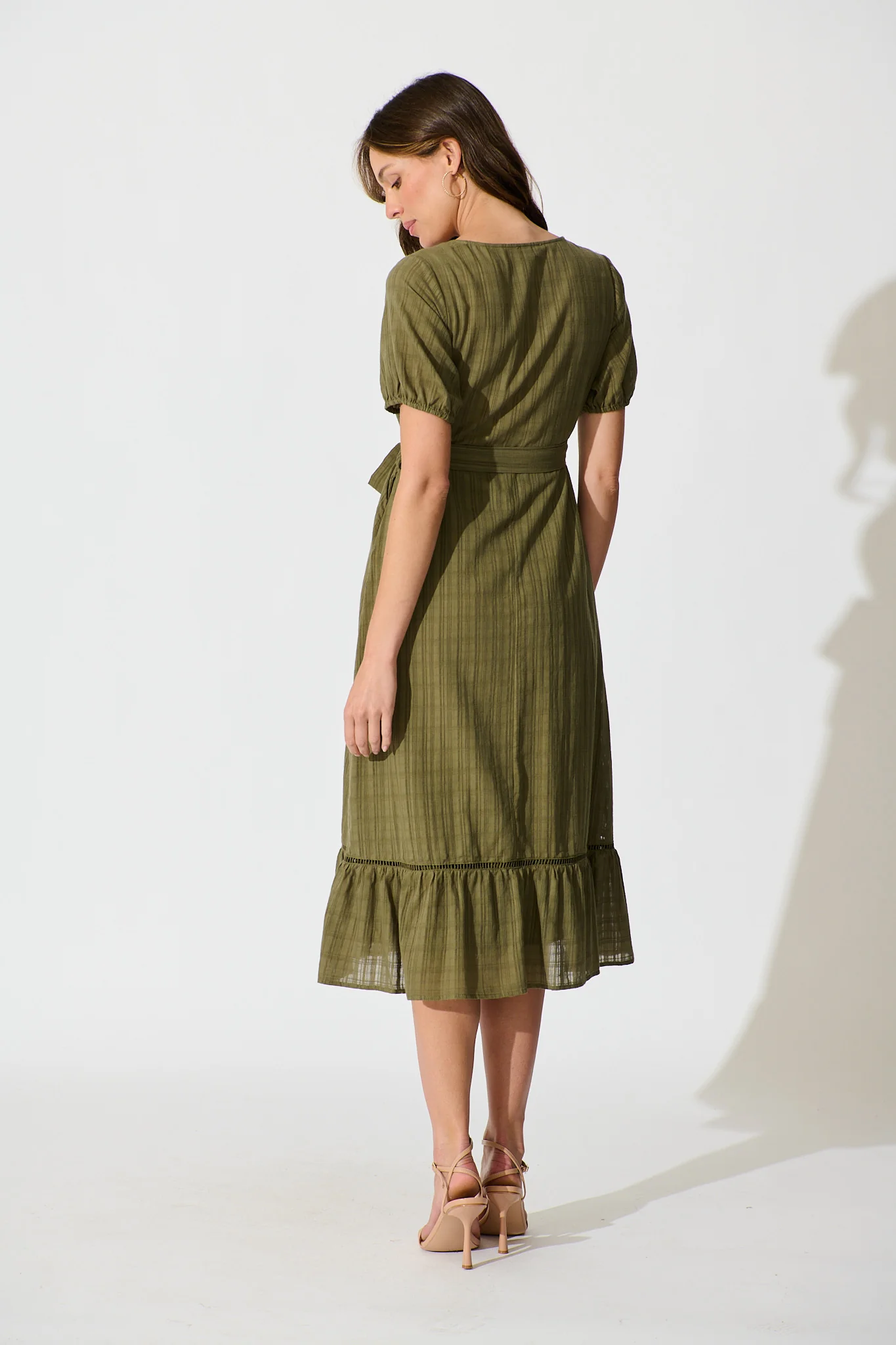 Zafira Maxi Dress in Khaki Cotton - Image 4