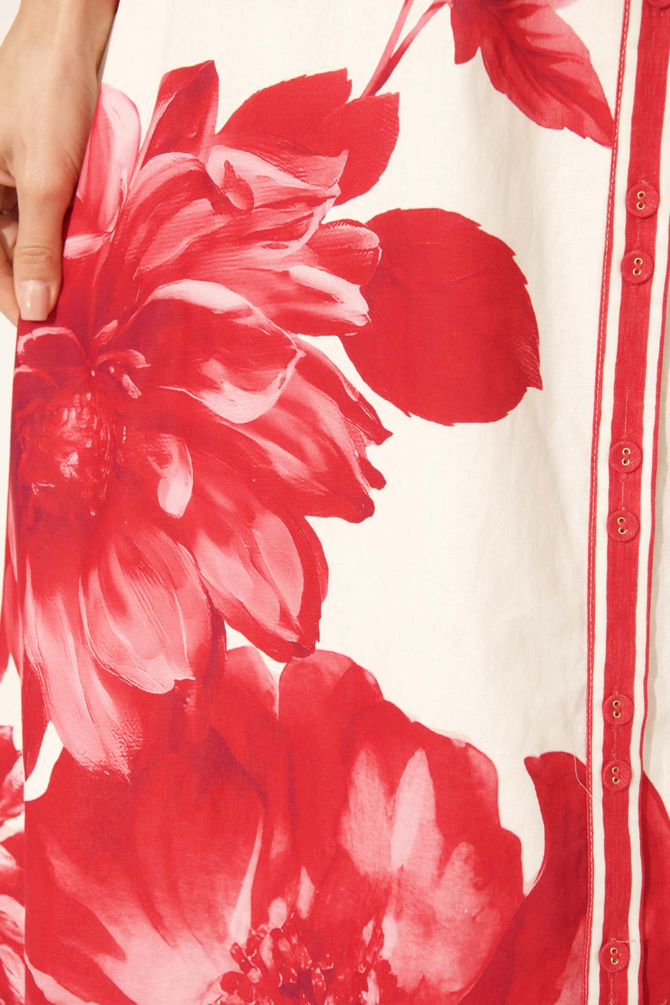 Zaraya Maxi Shirt Dress in Pink Floral Border Print Cotton - Image 7
