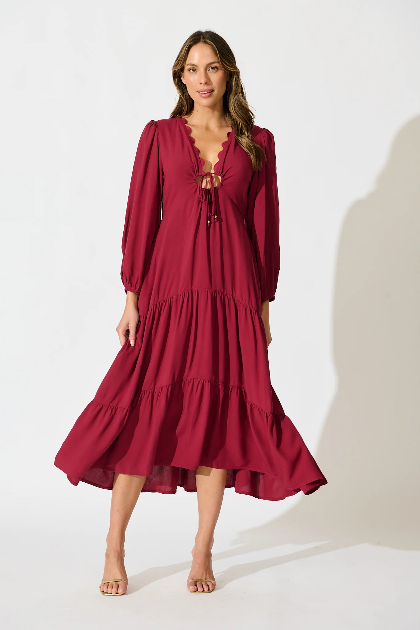 Zena Midi Dress in Wine - Image 2
