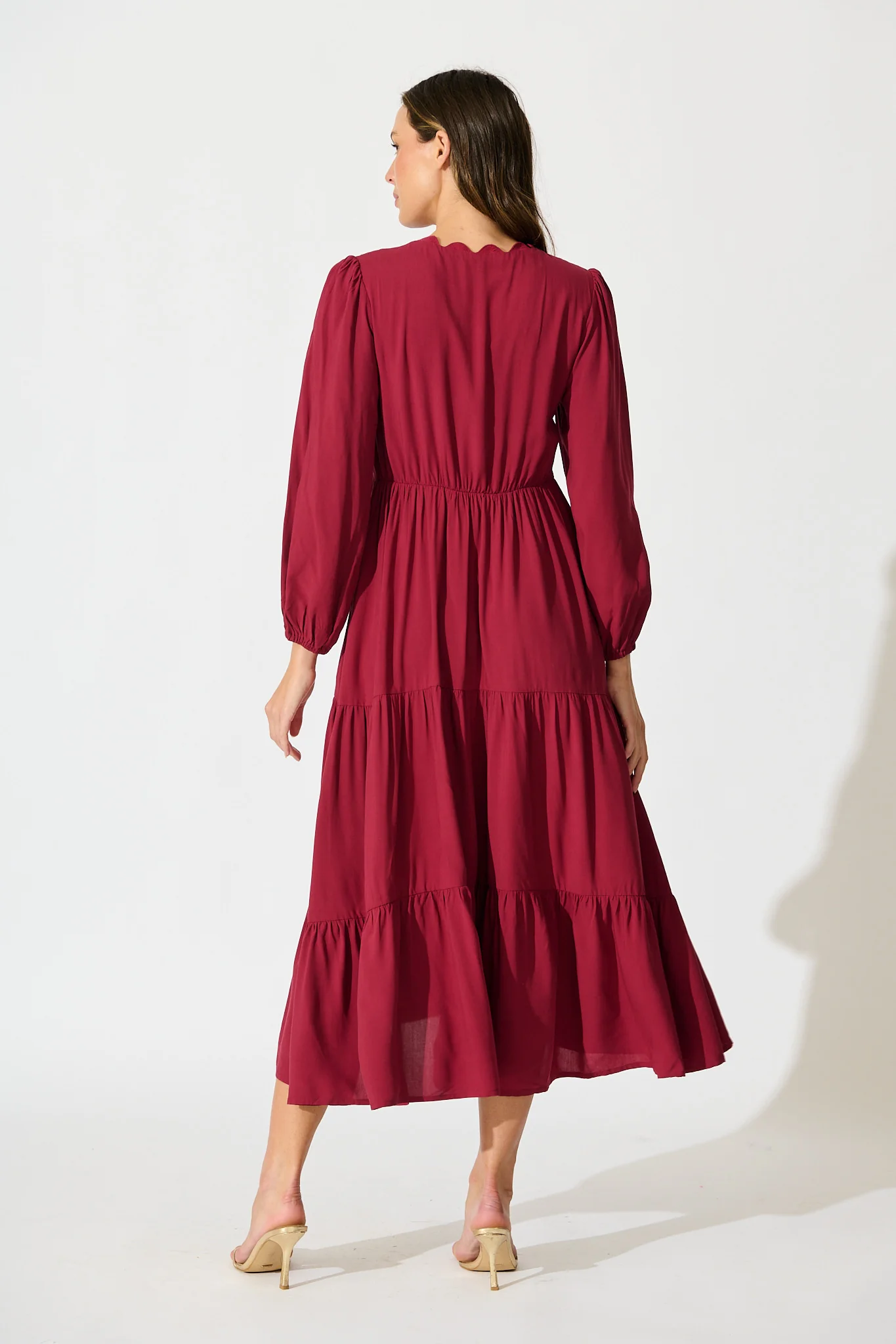 Zena Midi Dress in Wine - Image 8
