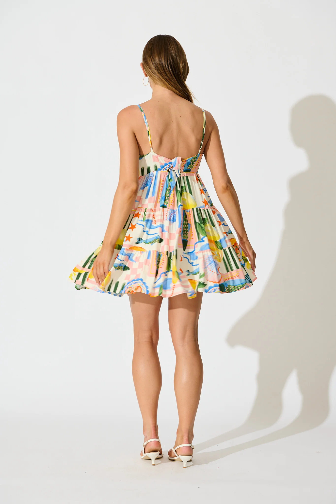 Zia Sundress in Cream with Multi Fruit Print - Image 4