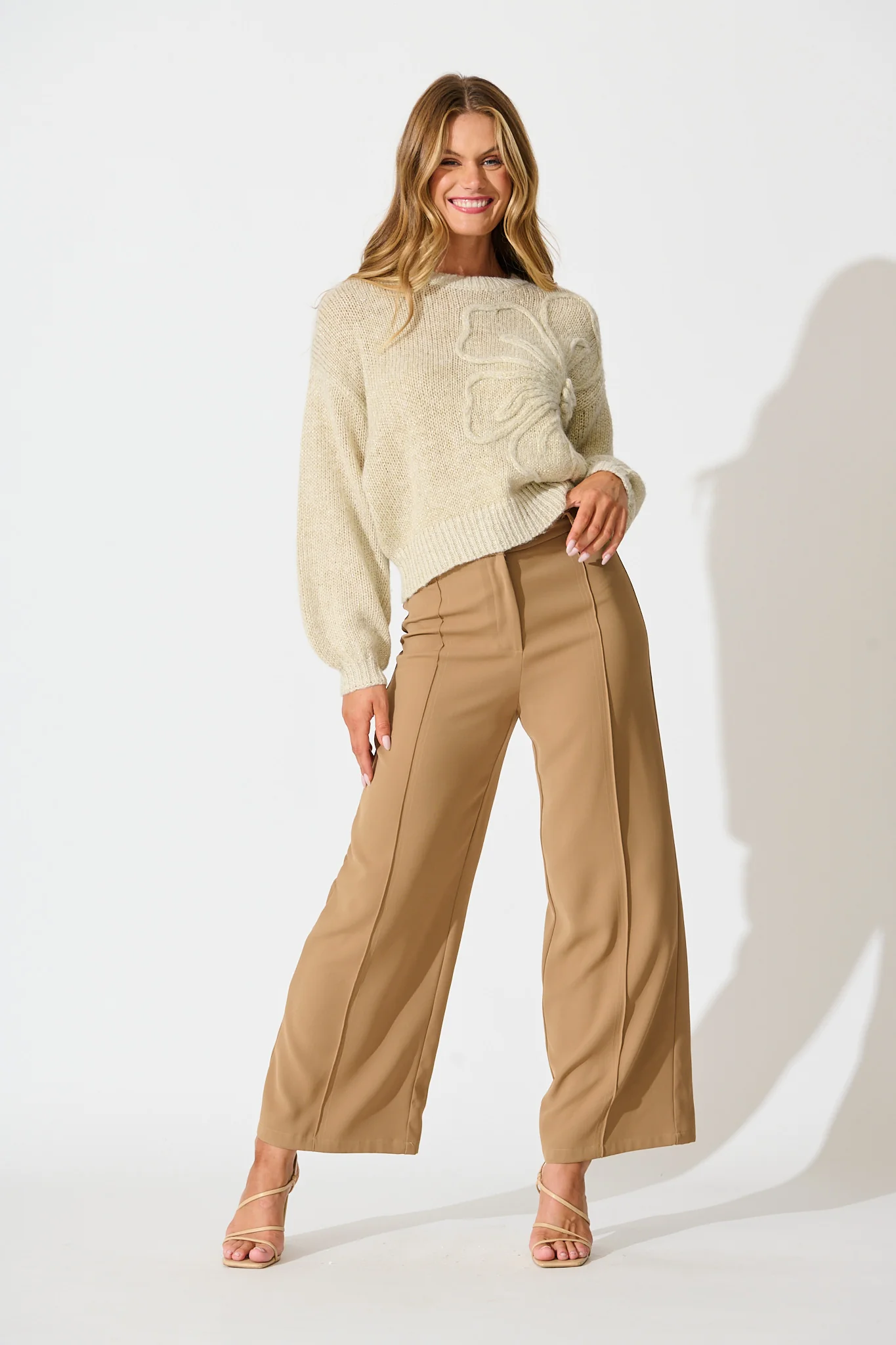 Zoe Knit in Beige Lurex Wool Blend - Image 4