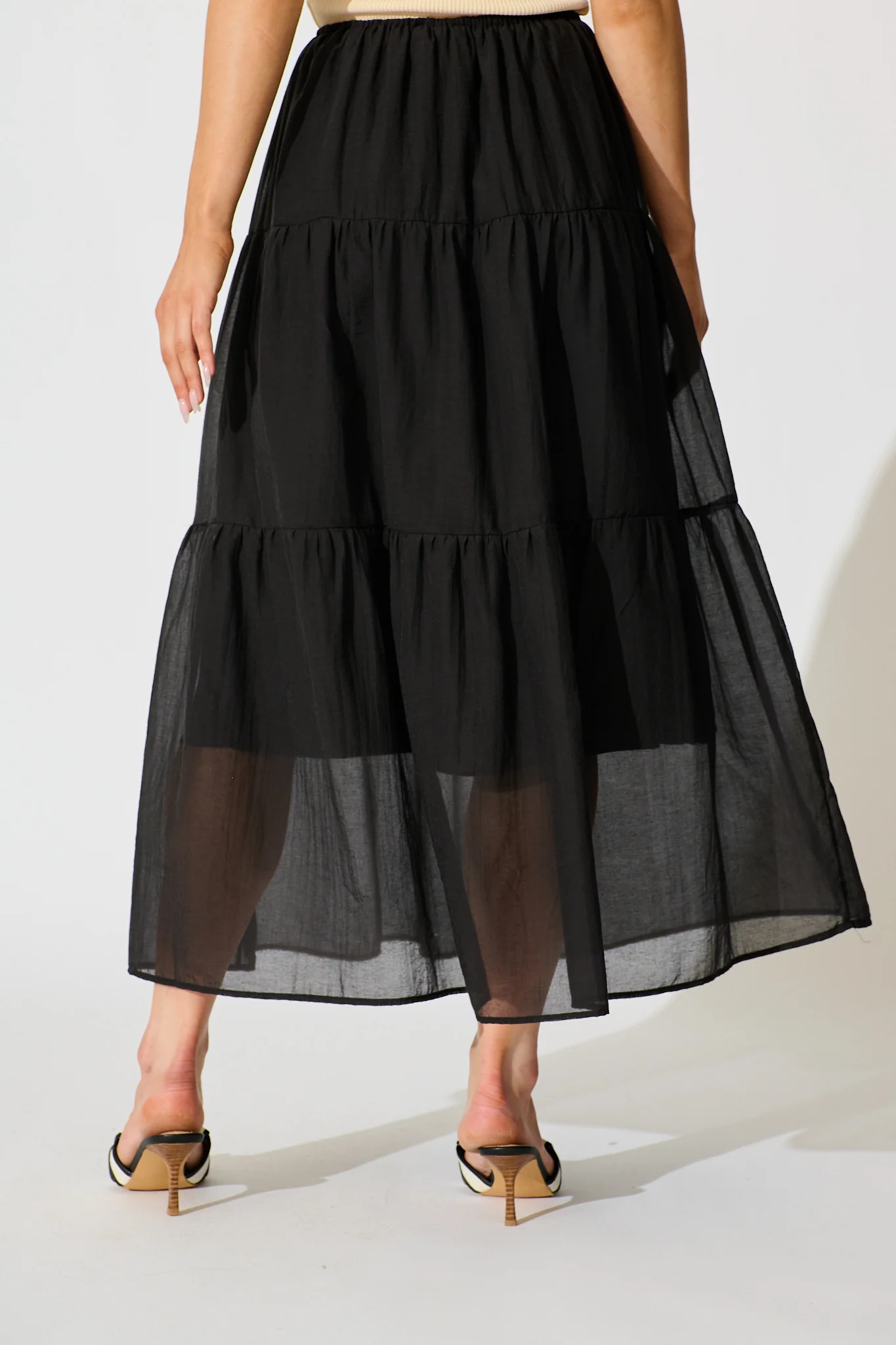 Zoella Maxi Skirt in Black Cotton Blend - Image 3
