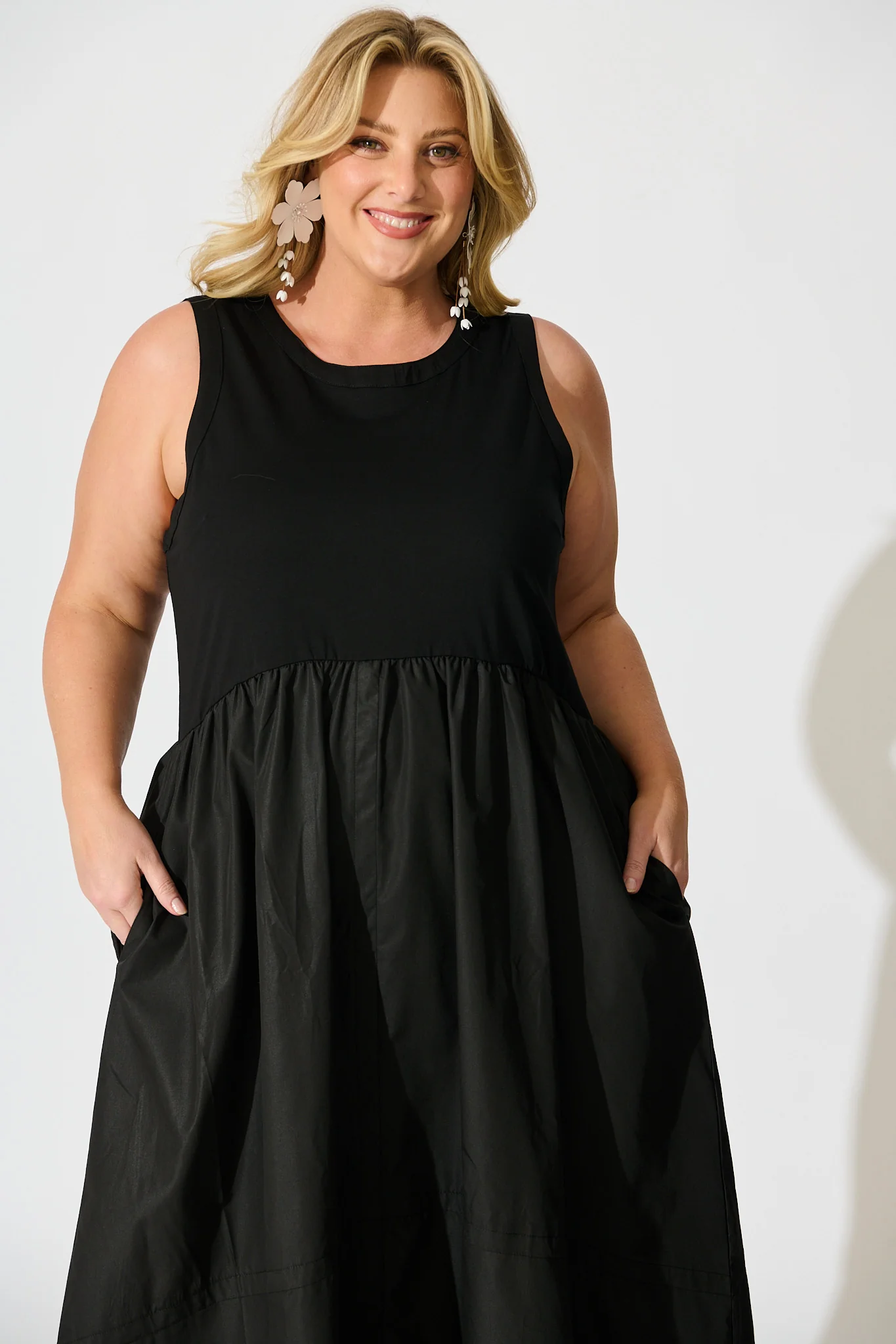Zoria Maxi Dress in Black Cotton Blend - Image 6
