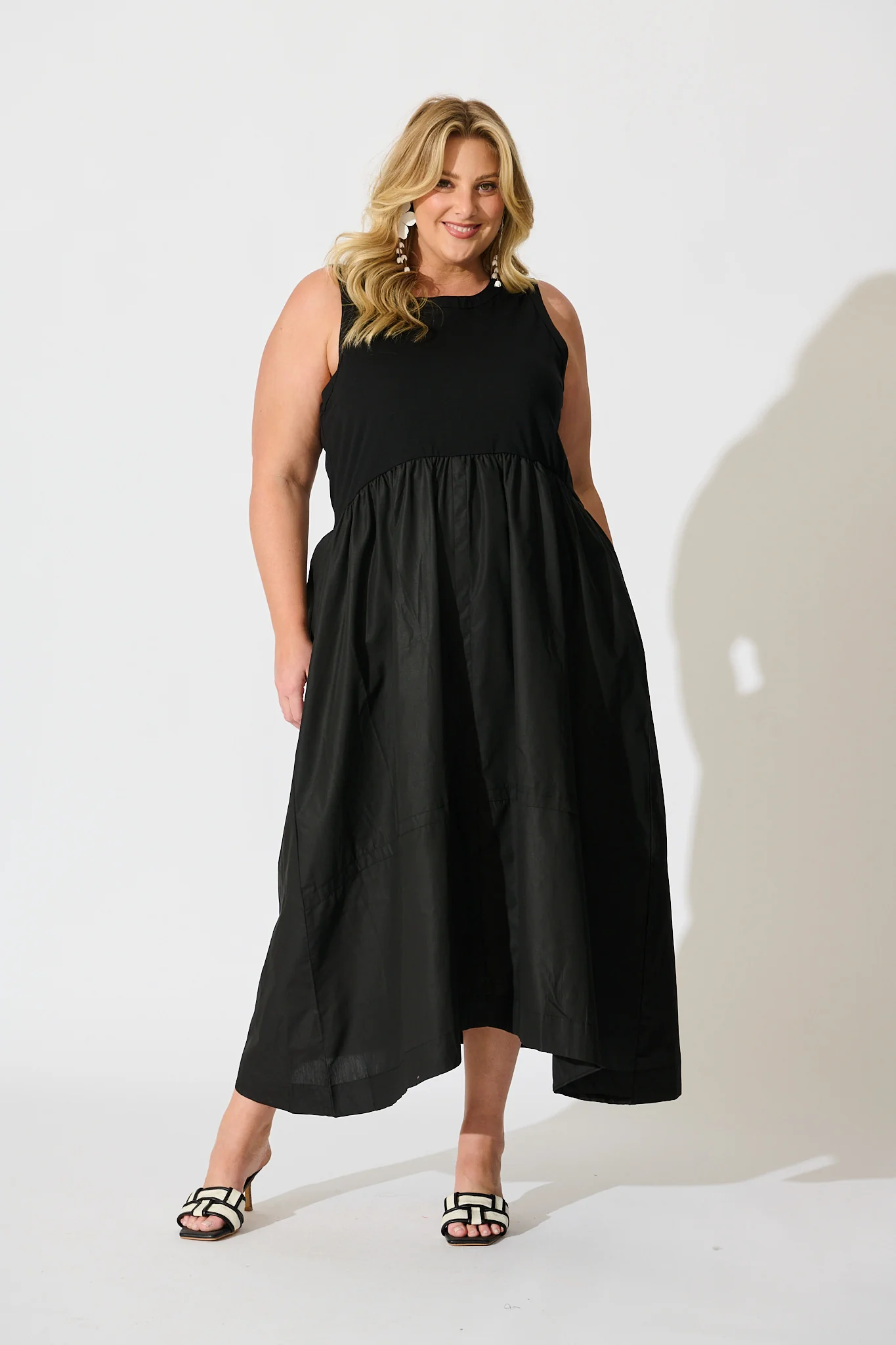 Zoria Maxi Dress in Black Cotton Blend - Image 7